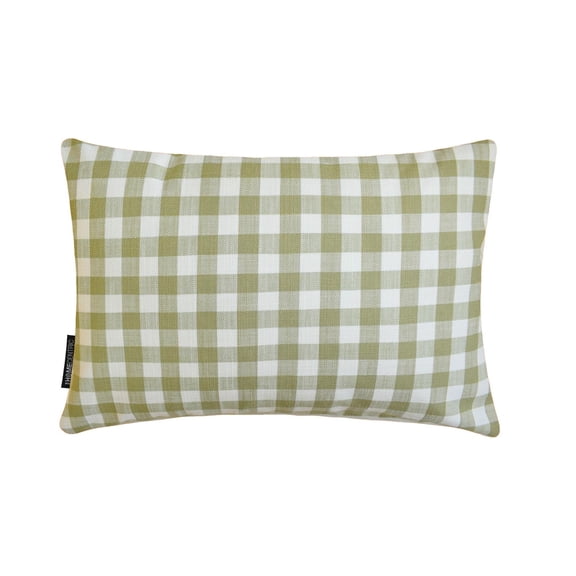 Buffalo Plaid Green Decorative Lumbar Pillow Cover 12" x 14" | Contemporary Cotton Oblong Cushion Cover Checkered | Nursrey, Country & Farmhouse Pillowcases for Bed, Couch & Sofa - Grid Loom Green