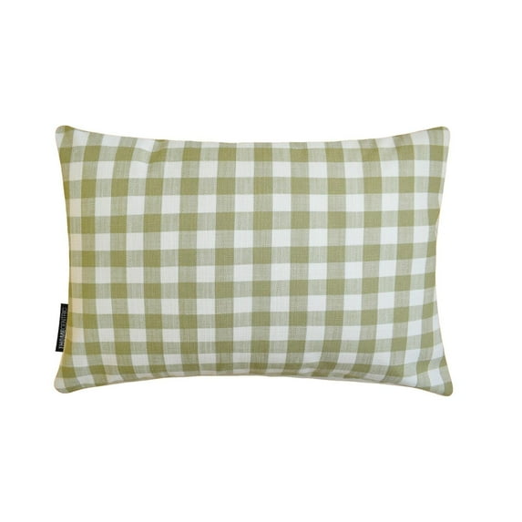 Buffalo Plaid Green Decorative Lumbar Pillow Cover 12" x 20" | Contemporary Cotton Oblong Cushion Cover Checkered | Nursrey, Country & Farmhouse Pillowcases for Bed, Couch & Sofa - Grid Loom Green