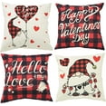 Buffalo Plaid Happy Valentine's Day Throw Pillow Covers 18x18 Inch Set