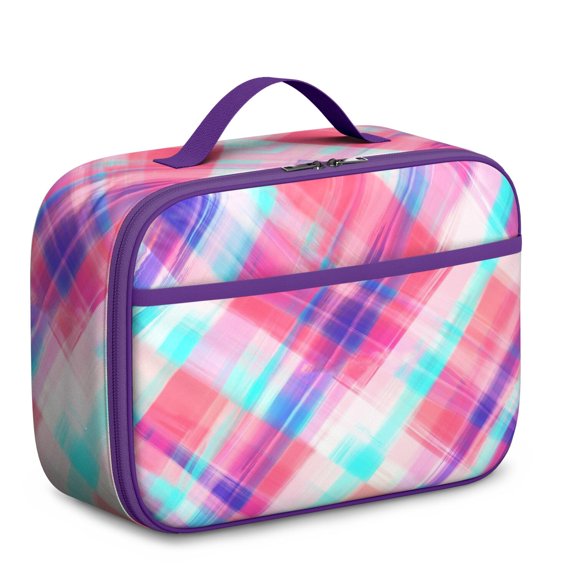 Buffalo Plaid Insulated Lunch Bag - Thermal Insulation Leakproof Interior Spacious Capacity for Work Picnic Travel