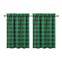 Buffalo Plaid Kitchen Curtains Set of 2 - 27.5x36 Inch Tier Window Panels Semi-Sheer Rod Pocket Farmhouse Caf Curtains