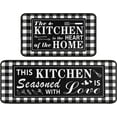thumbnail image 1 of Buffalo Plaid Kitchen Rug 2 Pieces Set, Washable Non-Slip Kitchen Sink Decor Carpet, Home Black and White Cushioned Kitchen Floor Standing Mats 17"x47"+17"x30", 1 of 6
