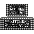 thumbnail image 1 of Buffalo Plaid Kitchen Rug 2 Pieces Set, Washable Non-Slip Kitchen Sink Decor Carpet, Home Black and White Cushioned Kitchen Floor Standing Mats 17"x47"+17"x30", 1 of 6