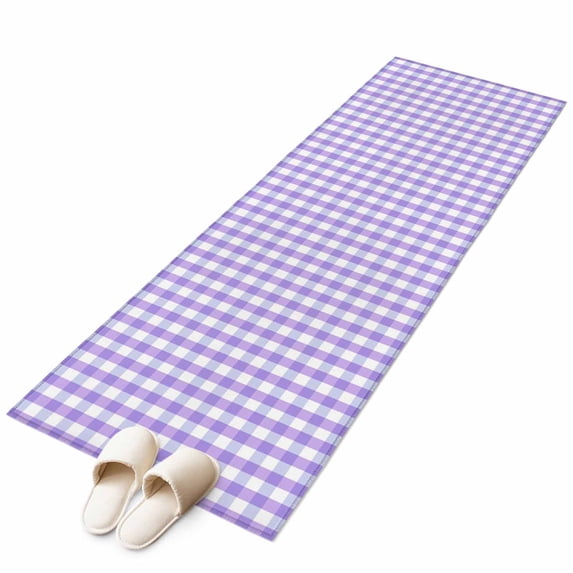 Buffalo Plaid Kitchen Runner Rug 2x6 Washable Runners for Hallway Non Slip Farmhouse Purple Checkered Vintage Rustic Large Area Rug Indoor Carpet for Bathroom Laundry Entryway Bedroom Living Room
