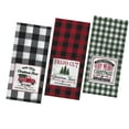 thumbnail image 1 of Buffalo Plaid Kitchen Towels, Set of 3 Flat Embroidered, Red Truck, Trees from Kane, 1 of 9