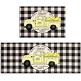 thumbnail image 1 of Buffalo Plaid Lemon Kitchen Rugs and Mats Set 2 Pieces,Spring Summer Kitchen Rug Non Slip Absorbent Mats for Sink Waterproof Runner Rug for Laundry room17 x24 + 17"x48", 1 of 5