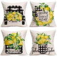thumbnail image 1 of Buffalo Plaid Lemon Throw Pillow Covers Home Sweet Home Decorative Pillow Cases 18x18 Inch Set of 4 Black Truck Lemon Fruits Cushion Cover Cotton Linen Outdoor Pillowcase for Sofa(Lemon 4), 1 of 6