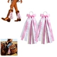 thumbnail image 1 of Buffalo Plaid Long Tail Martin Boot Bows, Pink Satin Ribbon Boot Bows with Pearl Lace Western Cowboy Combat Shoe Charms Holiday Birthday School Party Decor, 1 of 6