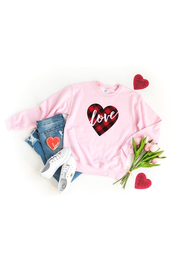 Buffalo Plaid Love Hearts | Sweatshirt