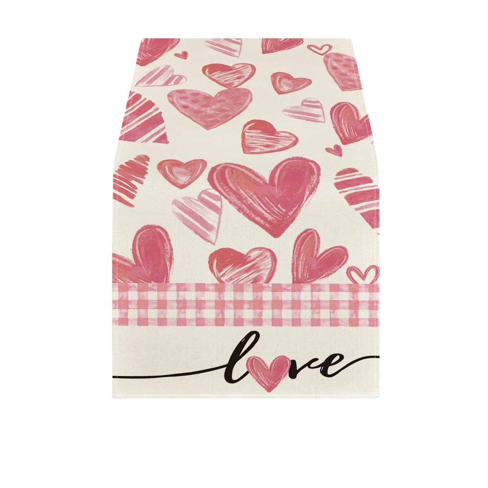 Buffalo Plaid Love Hearts Table Runner Valentine Day Anniversary Home ...