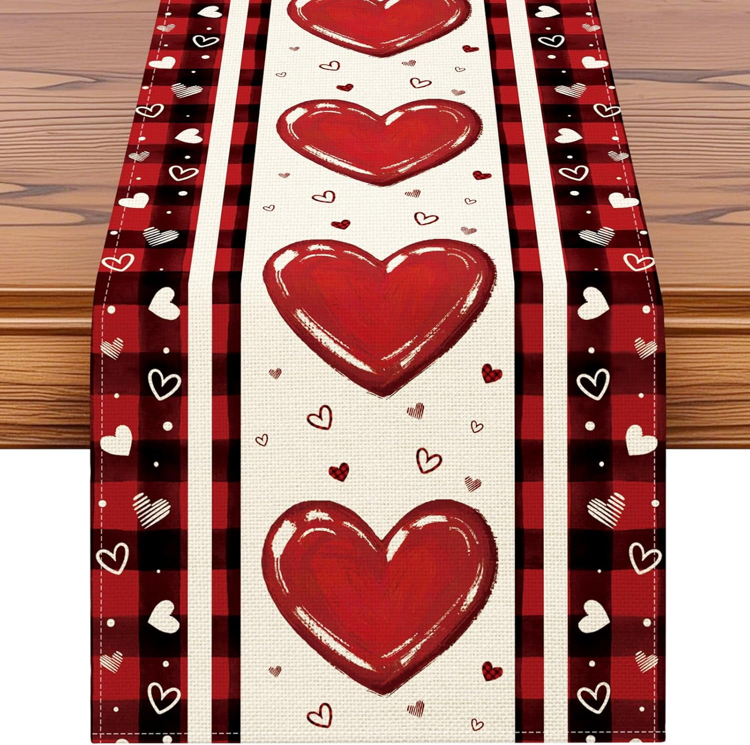 Buffalo Plaid Love Hearts Valentine''s Day Table Runner, Anniversary ...