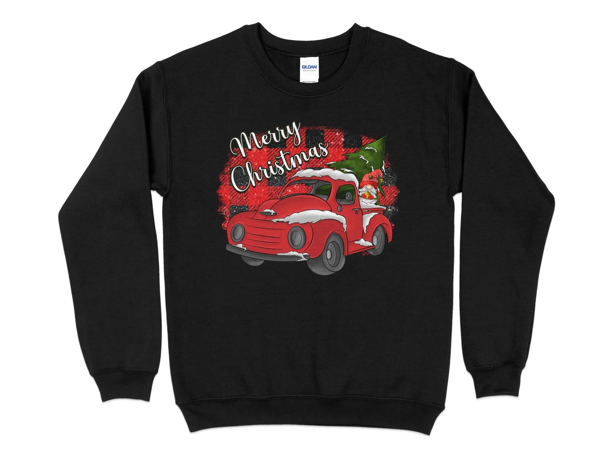 Merry Christmas Buffalo Plaid Red Truck Christian Cross Xmas T-Shirt Merry Christmas Buffalo Plaid Red Truck Christian Cross Xmas T-Shirt