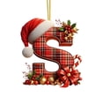 thumbnail image 1 of Buffalo Plaid Monogram Christmas Ornament, Flat Acrylic Personalized Initial Christmas Tree Ornament with Santa Hat, Xmas Stocking Tag, Farmhouse Rustic Monogram Decoration - Letter S, 1 of 5