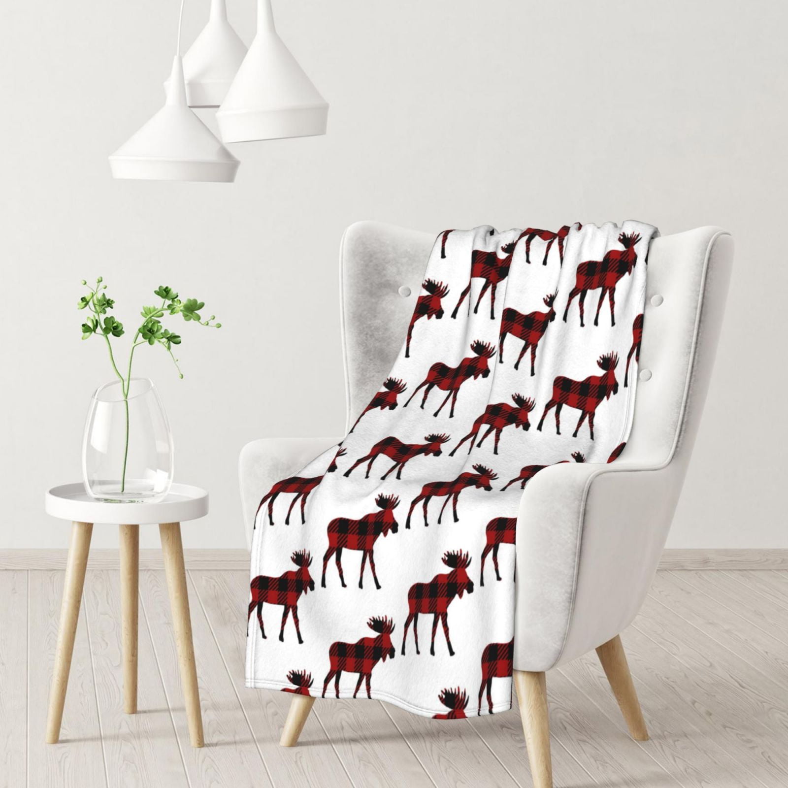 Buffalo Plaid Moose Blanket Soft Lightweight Winter Fall Throw Blanket Warm Blankets for Home