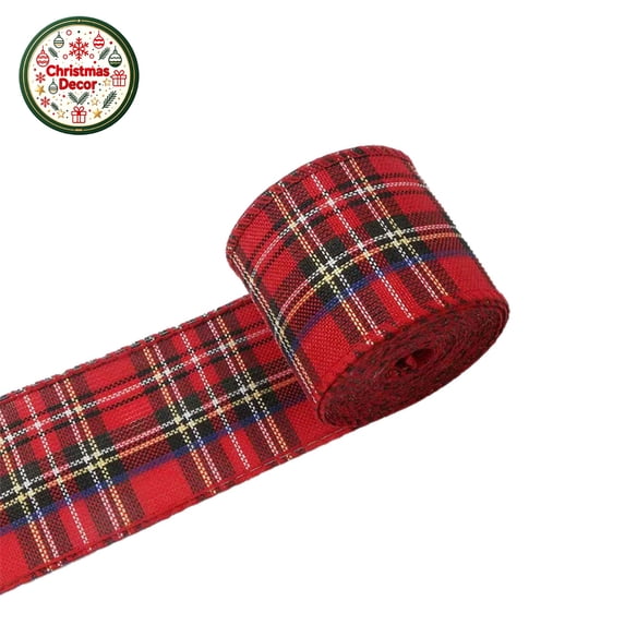Buffalo Plaid Moose Christmas Ribbon 2.36"x6.56 Yards,Wired Edge Buffalo Check Ribbon,Christmas Gift Wrapping Burlap Ribbon Roll for DIY Crafts Wreaths Xmas Tree Bows Home Wedding Birthday Decor