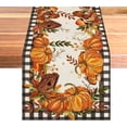 thumbnail image 1 of Buffalo Plaid Orange Pumpkins Maple Leaves Fall Table Runner 72 + inches long Autumn Thanksgiving Decorations Table Runner,Farmhouse Style Fall Kitchen Dining Tables Decor for Home,Party,Holiday, 1 of 7