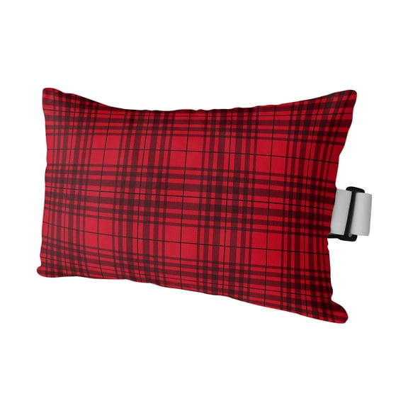 Buffalo Plaid Outdoor Pillows for Chaise Lounge Chair Waterproof Lumbar Pillows with Insert&Adjustable Elastic Strap Beach Headrest Pillow Crimson Red Farmhouse Gingham Striped Pool Pillow 11"x16"