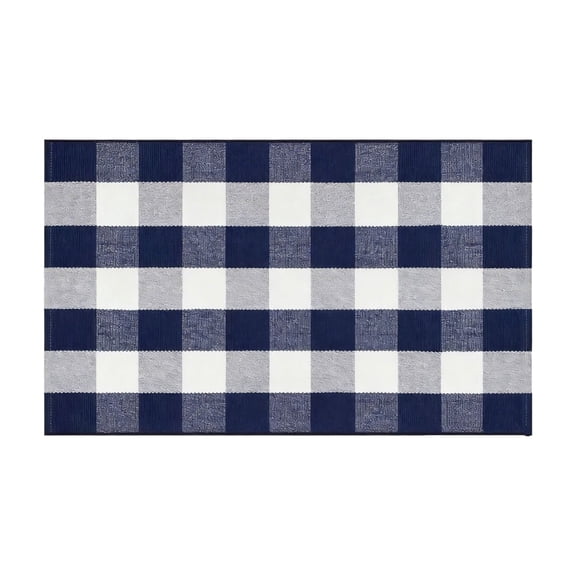 Buffalo Plaid Outdoor Rug, Checkered Front Porch Mat Machine Washable, Layered Doormat for Kitchen Farmhouse Entryway, Spring Fall Welcome Mat for Indoor Outdoor Use(A)