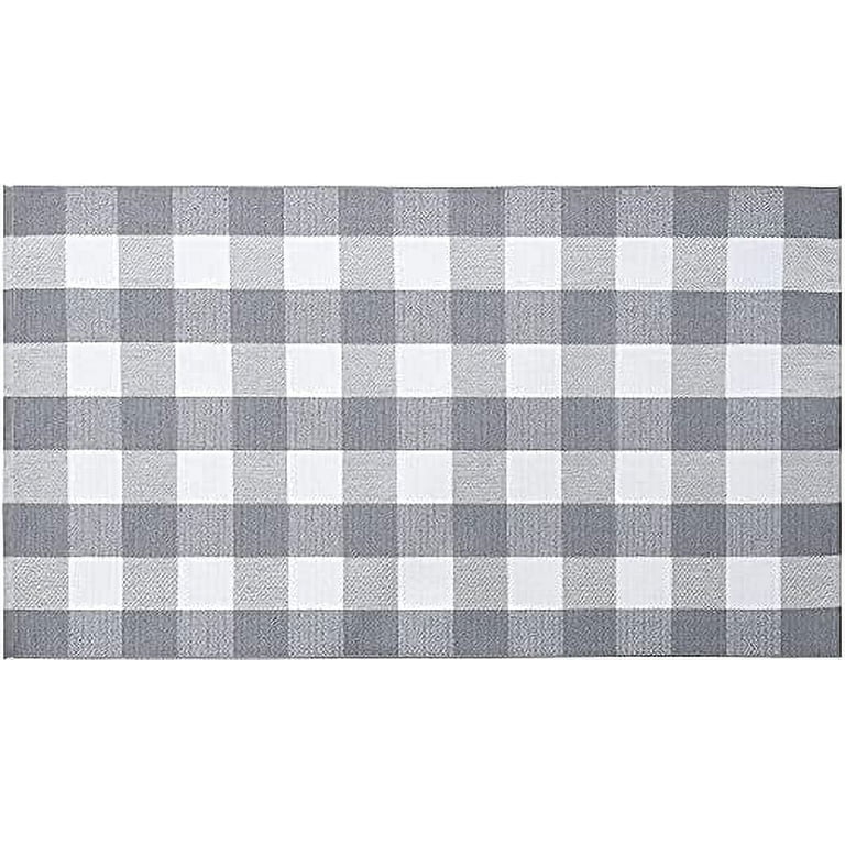 Black and White Striped Outdoor Rug Front Porch Rug 35.4''x59'' Cotton  Hand-Woven Welcome Mats Layered Door Mats for Front Porch/Entryway/Laundry
