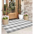 thumbnail image 1 of Buffalo Plaid Outdoor Rugs 49 x 26IN Grey and White Rug Velvet Checkered Rugs, Front Door Mat Washable Small Throw Rug for Entryway Patio Bathroom Farmhouse Decor, 1 of 5