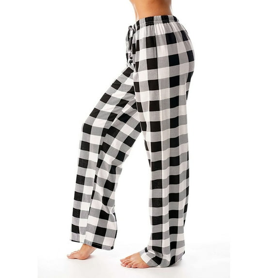 Buffalo Plaid Pajama Pants for Women Soft Drawstring High Waisted Christmas Pj Pants Casual Comfy Lounge Sleep Bottom