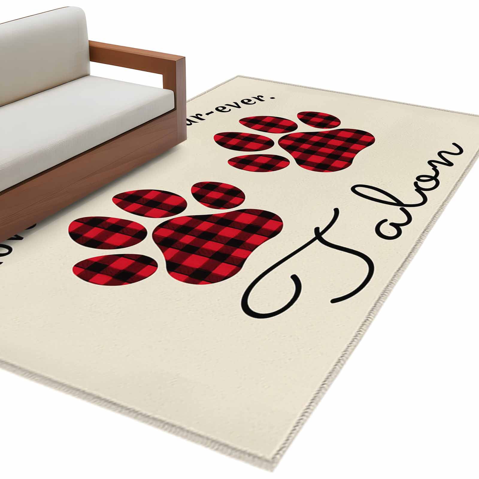 Buffalo Plaid Paw Area Rugs Collection 2.7'x5', Cute Cats Pets ...
