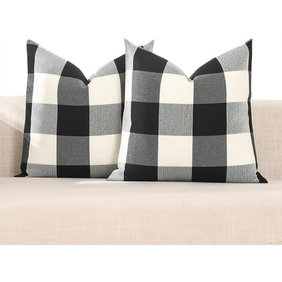Buffalo Plaid Pillow Covers 18x18 Set of 2 Black and White Outdoor Throw Pillows Black Buffalo Check Pillow Covers Farmhouse Decor for Couch Sofa and Bed