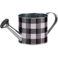 thumbnail image 1 of Buffalo Plaid Plant Watering Can - 4.75" Diameter, 4.5" Tall, White & Black Checkered, Galvanized Metal, Indoor Plant, Home Decor, Garden Decor, Christmas, 1 of 4