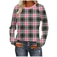 thumbnail image 1 of Buffalo Plaid Pullover Women's Round Neck Tops Casual Long Sleeve Shirts Tees Fashion 2025 Outfits Fall Winter Base Layers Soft Cozy Clothes, 1 of 9