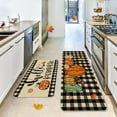 thumbnail image 1 of Buffalo Plaid Pumpkin Fall Decorative Kitchen Rugs Set of 2,Non Skid Washable, Home Seasonal Fall Holiday Party Autumn Harvest Thanksgiving Kitchen Mat 16"x47"+16"x24", 1 of 1
