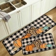 thumbnail image 1 of Buffalo Plaid Pumpkin Fall Kitchen Rugs Set of 2,Thanksgiving Autumn Pumpkin Front Door Mat Floor Rug for Fall Home Holiday Party Decor 17"x47"+17"x30", 1 of 6