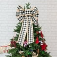 thumbnail image 1 of Buffalo Plaid Red Black Burlap Decorative Bow Gingham Craft Ribbon Bows Mini Checkered Ribbon Flowers Appliques Christmas Tree Topper for Sewing, Gift, DIY Craft, Wedding Decoration Ornament, 1 of 8