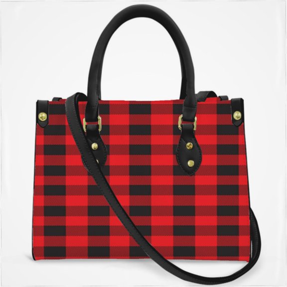 Buffalo Plaid Red Black Cross Body Bags For Women Small Leather Female Handbags Fashion Top-Handle Totes