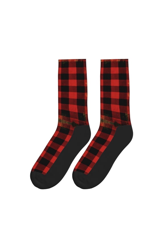 Buffalo Plaid Red Checkered Colorful Athletic Crew Novelty Socks For Men Women