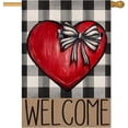 thumbnail image 1 of Buffalo Plaid Red Heart with Bow Valentines Welcome House Flag 28x40 Inch Double Sided Outside Love Outdoor Seasonal Decorative Garden Decorations, 1 of 6
