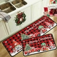 thumbnail image 1 of Buffalo Plaid Red Truck Christmas Kitchen Rugs and Mats Set of 2, Merry Christmas Tree Gnomes Snow Winter Holiday Party Low-Profile Floor Mat Decorations for Home Kitchen 17"x47"+17"x30", 1 of 6