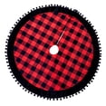 thumbnail image 1 of Buffalo Plaid Red and Black with Velvet Pom Pom Trim Design Christmas Tree Skirt (Pom Pom Tree Skirt 53"), 1 of 3