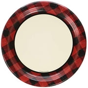 Buffalo Plaid Round Paper Plates 8 Count for 8 Guests