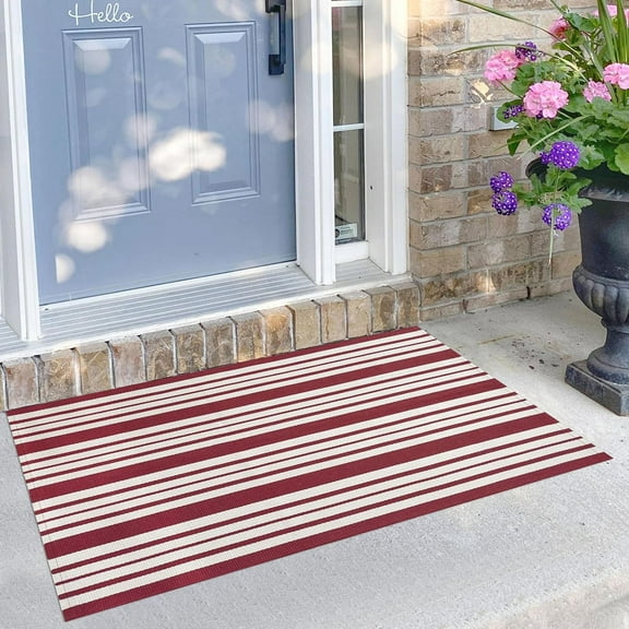 Buffalo Plaid Rug 2''x3'' Orange Outdoor Rug for Halloween/Thanksgiving Washable Fall Doormat Buffalo Check Rug Layered Front Door Mat for Porch/Farmhouse/Entryway/Patio Fall Decor