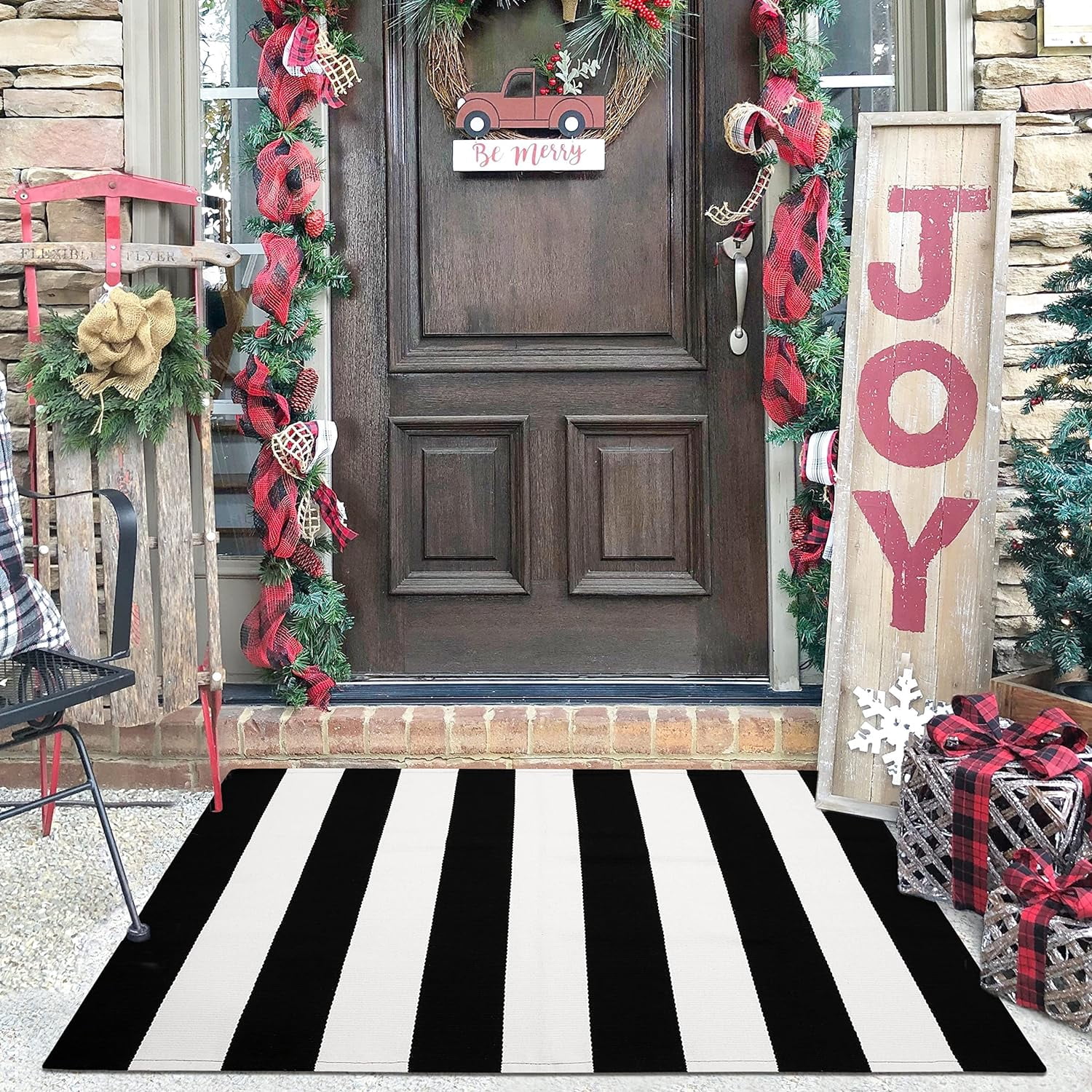 Buffalo Plaid Rug 2''x3'' Orange Outdoor Rug for Halloween/Thanksgiving Washable Fall Doormat Buffalo Check Rug Layered Front Door Mat for Porch/Farmhouse/Entryway/Patio Fall Decor