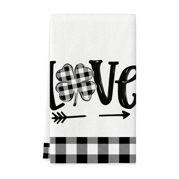 Buffalo Plaid Shamrocks Lucky Truck St. Patrick's Day Kitchen Towels ...