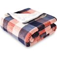 thumbnail image 1 of Buffalo Plaid Sherpa Fleece Throw Blanket, Double-Sided Checkered Super Soft Luxurious Bedding Blanket 50 x 60 inches, Coral pink, 1 of 6