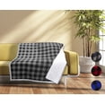 thumbnail image 1 of Buffalo Plaid Sherpa Throw TV Blanket, Super Soft Reversible Fleece Blanket for Cabin Bed or Couch, Catalonia series by Terrania, Black Plaid, 50" x 60"., 1 of 7