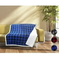 thumbnail image 1 of Buffalo Plaid Sherpa Throw TV Blanket, Super Soft Reversible Fleece Blanket for Cabin Bed or Couch, Catalonia series by Terrania, Blue Plaid, 50" x 60", 1 of 7