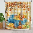 thumbnail image 1 of Buffalo Plaid Shower Curtain, Orange Gnomes Fall Bathroom Decor Cute Retro Teal Truck Farmhouse Maple Leaves Pumpkin Autumn Theme Bathroom Accessories 69x70in, 1 of 3