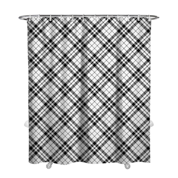 Buffalo Plaid Shower Curtain, Waterproof Fabric Bathroom Curtain with Plastic Hooks, Machine Washable Red and Black Checkered Pattern, Rustic Farmhouse Style, Classic Plaid Design Decor