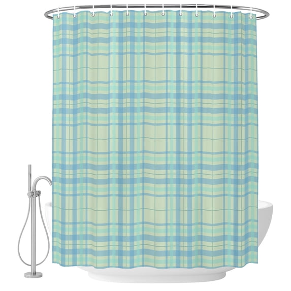 Buffalo Plaid Shower Curtains for Bathroom, Waterproof Fabric Bath Curtains Decor, Bath Tub Curtain Mint Blue Farmhouse Gingham Striped Decorative Shower Curtain Sets with 12 Hooks, 72x72 Inch