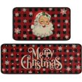 thumbnail image 1 of Buffalo Plaid Snow Santa Christmas Kitchen Rug Set of 2, Non-Slip Washable Kitchen Floor Mats for Winter Home Kitchen Christmas Decor, Red and Black Plaid 17x30+17x47inch, 1 of 6