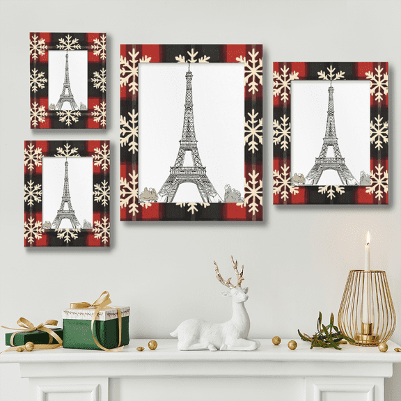 Buffalo Plaid Snowflake Picture Frame 8x10in,for Tabletop & Wall,Family Christmas Home Decor Gift