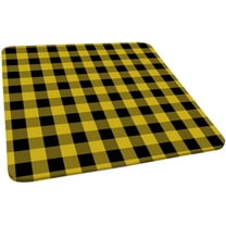 Buffalo Plaid Square Fitted Polyester Tablecloth, Black Yellow Plaid Elastic Edge Decorative Table Cover, Waterproof Oil & Dust Proof Table Cover For Indoor Outdoor Party Use, Fits 36"x36" Table